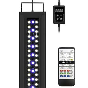 nicrew rgb+w 24/7 led aquarium light with remote controller, full spectrum fish tank light for planted freshwater tanks, planted aquarium light with extendable brackets to 18-24 inches, 17 watts