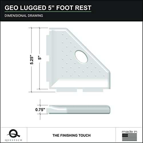 Questech Décor 8 Inch Corner Shower Shelf and 5 Inch Shower Caddy Foot Rest, Geo Lugged Back for New Construction, Wall Mounted Bathroom Shower Organizer, Gray Matte