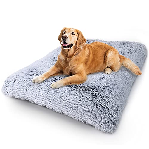 Vonabem Dog Bed Crate Pad, Deluxe Plush Anti-Slip Pet Beds, Washable Dog Crate Mat for Large Medium Small Dogs Breeds, Fulffy Kennel Pad 36 inch