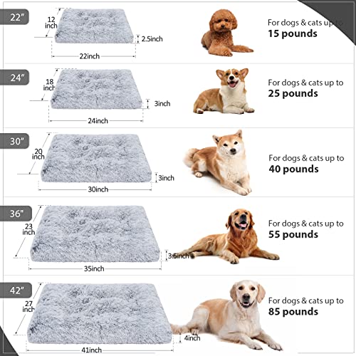 Vonabem Dog Bed Crate Pad, Deluxe Plush Anti-Slip Pet Beds, Washable Dog Crate Mat for Large Medium Small Dogs Breeds, Fulffy Kennel Pad 36 inch