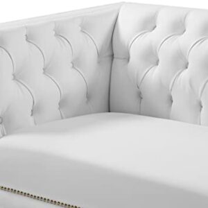 Meridian Furniture 651White-S Michelle Collection Modern | Contemporary Sofa with Deep Button Tufting, Nailhead Trim and Sturdy Gold Iron Legs, 90" W x 34" D x 30" H, White