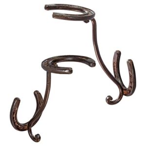 cowboy hat rack - set of 2 decorative wall-mounted holder - heavy-duty iron hanger and organizer diy kit for hats, coats and keys - rustic western horseshoe hooks for storage and display