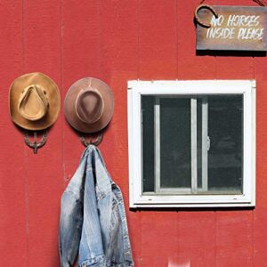 Cowboy Hat Rack - Set of 2 Decorative Wall-Mounted Holder - Heavy-Duty Iron Hanger and Organizer DIY Kit for Hats, Coats and Keys - Rustic Western Horseshoe Hooks for Storage and Display