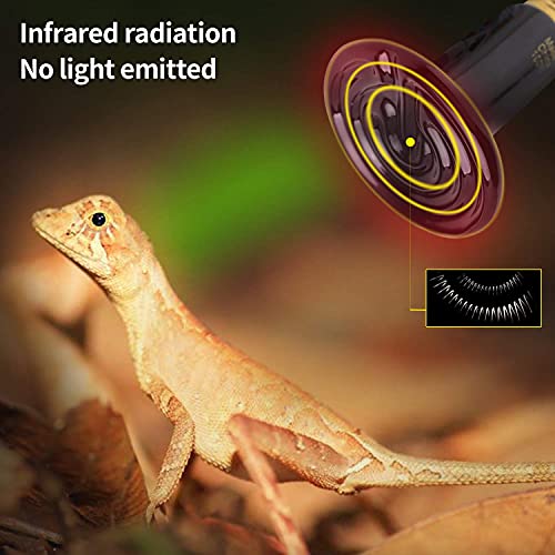 HANJION 100W Ceramic Heat Emitter, Infrared Ceramic Heater Bulbs Reptiles Heat Lamp Bulb for Pet Brooder Coop Chicken Lizard Turtle Snake Aquarium, No Light Emitting No Harm, Black-2 Pack