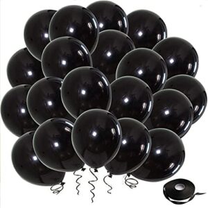 black balloons latex party balloons, 50 pack 12 inch black helium balloons with black ribbon for wedding birthday bridal baby shower graduation anniversary party supplies decorations.……