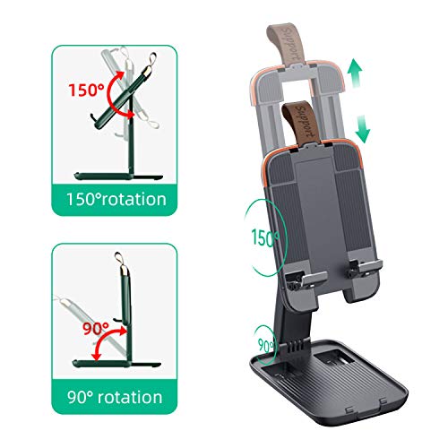 Cell Phone Stand, Portable Fully Foldable C4 PC&Aluminum Cell Phone Holder,Adjustable Phone Dock Cradle Compatible with Phone 11 Pro, iPad Mini, Nintendo Switch, Tablets (7-10"), All Phones (Green)