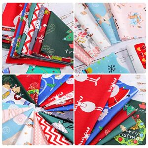 20 Pieces 10 x 10 Inch Christmas Fabric Multi-Color Fabric Patchwork Bundles Sewing Square Mixed Fabric Christmas Printing Quilting Fabric Santa Snowman Printed Fabric Scrap for DIY