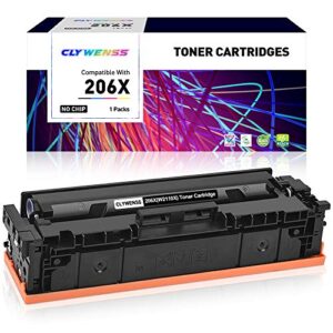 clywenss 【no chip】 compatible 206x black toner cartridge replacement for hp 206x 206 w2110x to use with hp color laserjet pro m283fdw m283cdw m255dw printer (1 black)