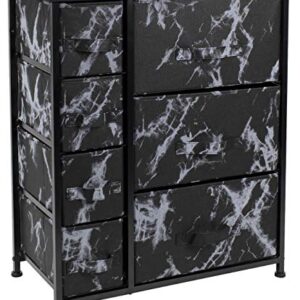 Sorbus Dresser with Drawers - Furniture Storage Tower Unit for Bedroom, Hallway, Closet, Office Organization - Steel Frame, Wood Top, Easy Pull Fabric Bins (Marble Black/Black Frame)