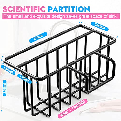 JOFUYU [Upgraded] Sponge Holder for Kitchen Sink, 2-in-1 Sink Caddy, Sponge + Dish Towel, Hanging Kitchen Organizer Rack, SUS304 Stainless Steel - Black