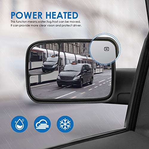 MOSTPLUS Power Heated Towing Mirror Compatible for 1998 1999 2000 2001 Dodge Ram 1500/1998-2002 2500 3500 with Manul Telescoping-Passenger Side