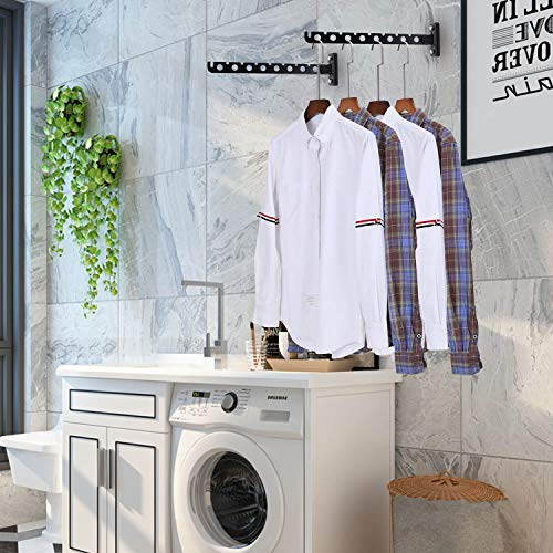 COTTAGE LIFE Wall Mounted Clothes Hanger Rack Black Laundry Hanger Dryer Rack Clothes Rack Wall Mount Stainless Steel Wall Clothes Hanger Foldable Laundry Hanging Rack Wall Mount