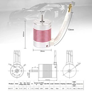 540 Brushless Motor 1/10 3650 5900KV 3.175mm Shaft Waterproof Brushless Motor for 1:10 Scale RC On-Road Car