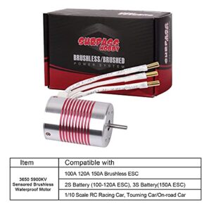 540 Brushless Motor 1/10 3650 5900KV 3.175mm Shaft Waterproof Brushless Motor for 1:10 Scale RC On-Road Car