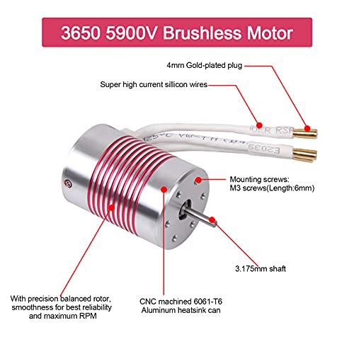 540 Brushless Motor 1/10 3650 5900KV 3.175mm Shaft Waterproof Brushless Motor for 1:10 Scale RC On-Road Car