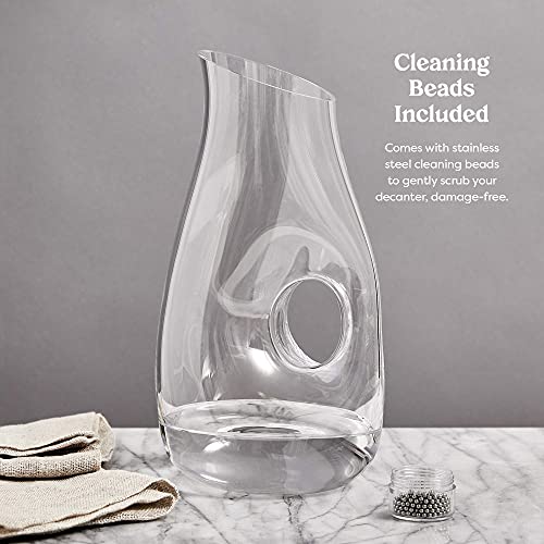 Red Wine Decanter - Glass Vase Red Wine Aerator - Gift Accessories - Clear Carafe with Cleaning Beads - Holds 750mL bottle