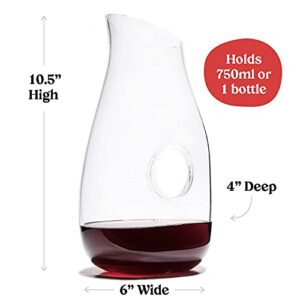 Red Wine Decanter - Glass Vase Red Wine Aerator - Gift Accessories - Clear Carafe with Cleaning Beads - Holds 750mL bottle