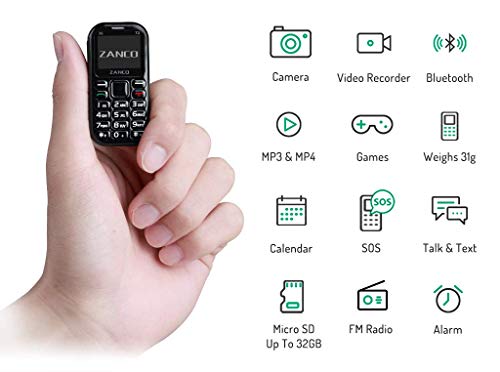 zanco Tiny t2 World's Smallest 3G WCDMA Mobile Phone,Smallest Mini Phone Small Phone Travelling Phone,Pocket Cell Phone