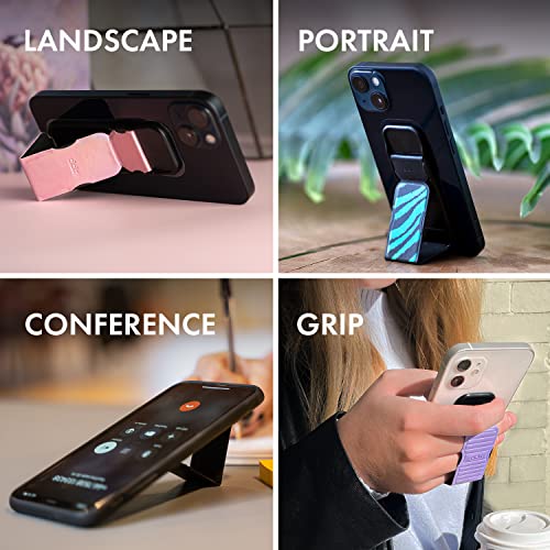 CLCKR Cell Phone Grip and Expanding Stand, Universal Phone Grip Holder with Multiple Viewing Angles for iPhone 14/13/12, Samsung Galaxy S22 and More, Phones, Tablets, Pebbled Lines, Black