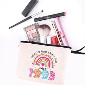 Hanamiya Na 30th Birthday Gifts for Women-Making The World A Better Place Since 1993, 30 Years Old Makeup Bag for Her, Friend, Mom, Sister, Wife, Aunt, Coworker Boss