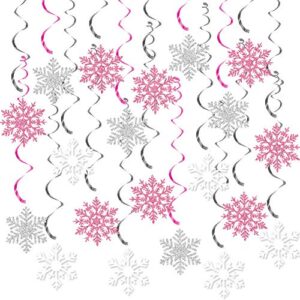k kumeed 20 pcs snowflake swirls decoration, christmas snowflake hanging swirls frozen party ceiling decorations for winter wonderland birthday party supplies