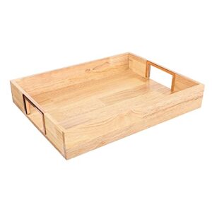 wood serving tray with stylish handles - premium oak wood large ottoman coffee table tray ideal for breakfast, party for couch, bed or as home decor or keeping bathroom accessories, organizing stuff