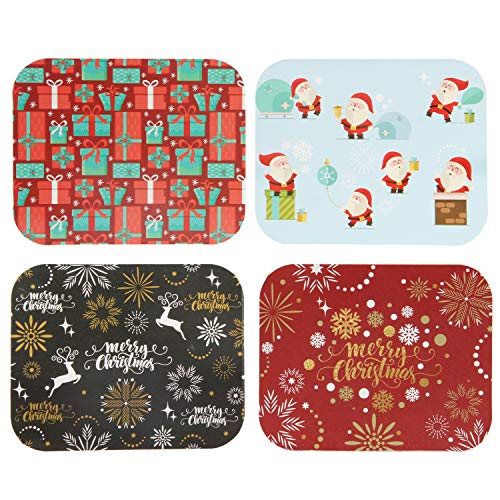 JOYIN 40 Pieces Christmas Foil Containers with Lid, 8 Holiday Designs, 7"x5.5"x2" Christmas Small Gift Bags Santa Sacks, for Holiday Leftovers Goodie Container or Cookie Exchange