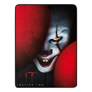 seven times six it chapter 2 pennywise the clown super plush throw blanket 46" x 60" (117cm x 152cm)