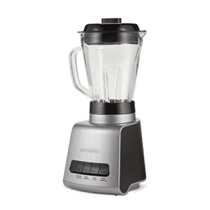 Proctor Silex PowerHouse 950 Watts Blender with 12 Functions for Puree, Ice Crush, Shakes and Smoothies, 52 oz. BPA Free MultiBlend Glass Jar, Black & Silver (53560)