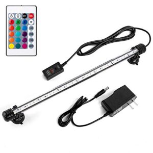 ikefe 15" color changing led fish tank aquarium submersible light with remote/colored aquarium led tank lights fixture for underwater decorations, plant grow, saltwater freshwater fish, kr5015