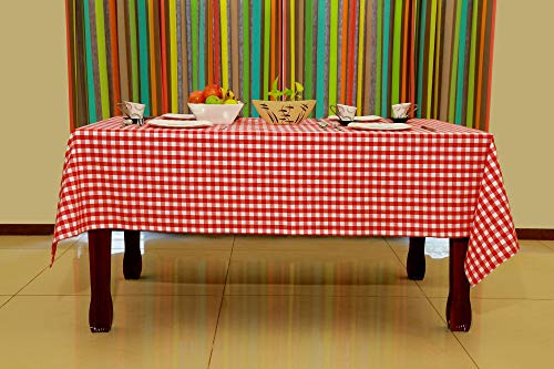 Cotton Carnival Table Cloth, 100% Ring Spun Cotton, Gingham Checks, Size 58.6 X 88.5 in, Rectangular Tablecloth Red and White for Dinner Parties, Summer & Outdoor Picnics