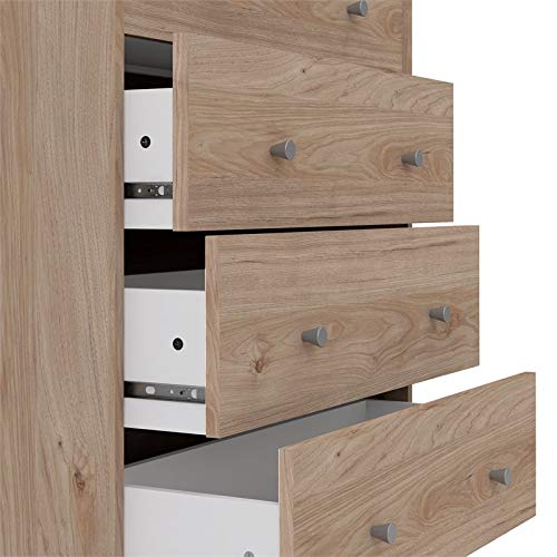 Home Square 4 Piece Bedroom Set with 6 Drawer Double Dresser, 5 Drawer Chest Dresser, Two Nightstands in Jackson Hickory