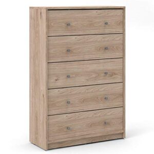 Home Square 4 Piece Bedroom Set with 6 Drawer Double Dresser, 5 Drawer Chest Dresser, Two Nightstands in Jackson Hickory