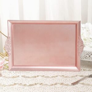 Efavormart 2 PCS - 14"x10" Rose Gold Square Decorative Plastic Serving Trays With Embossed Rims