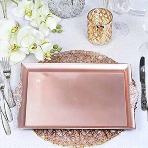 efavormart 2 pcs - 14"x10" rose gold square decorative plastic serving trays with embossed rims