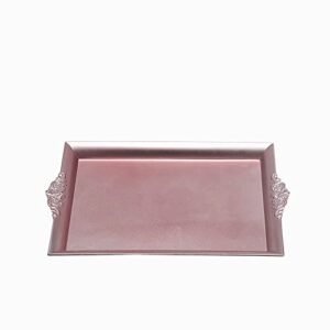 Efavormart 2 PCS - 14"x10" Rose Gold Square Decorative Plastic Serving Trays With Embossed Rims