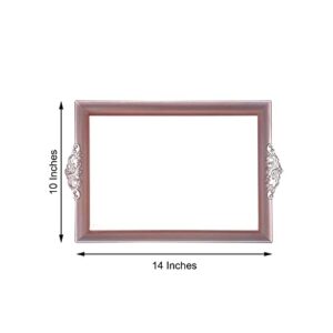 Efavormart 2 PCS - 14"x10" Rose Gold Square Decorative Plastic Serving Trays With Embossed Rims