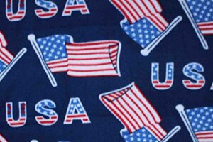 richlin fabrics® yukon fleece™ print flags on navy (12 yard bolt)