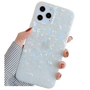 yelovehaw designed for iphone 12 and 12 pro case for women girls, glitter pearly-lustre shell pattern phone case [ soft, slim, full-around protective] compatible with iphone 12 12pro 6.1'' (colorful)