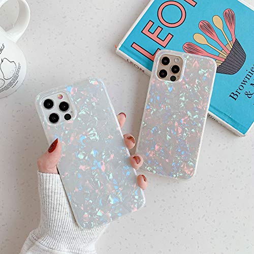 YeLoveHaw Designed for iPhone 12 and 12 Pro Case for Women Girls, Glitter Pearly-Lustre Shell Pattern Phone Case [ Soft, Slim, Full-Around Protective] Compatible with iPhone 12 12Pro 6.1'' (Colorful)