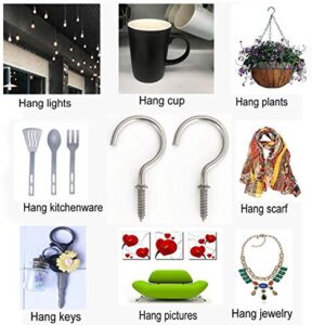 IDEALSV 1-1/4" Screw Ceiling Hooks Stainless Steel Cup Hooks 1-1/4 Inch Screw-in Lights Hooks Plants Hanger Hooks Outdoor and Indoor Hanging (40 Pack)