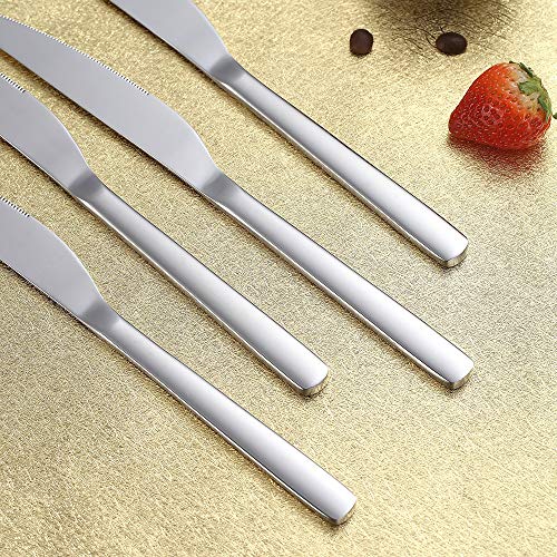 Dinner Knives 12 Pieces, Homquen Sturdy 9.25" Stainless Steel Modern Design Knife, Knifes Set With Round Edge Dishwasher Safe Easy to Clean