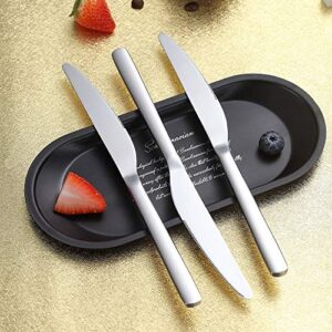 Dinner Knives 12 Pieces, Homquen Sturdy 9.25" Stainless Steel Modern Design Knife, Knifes Set With Round Edge Dishwasher Safe Easy to Clean