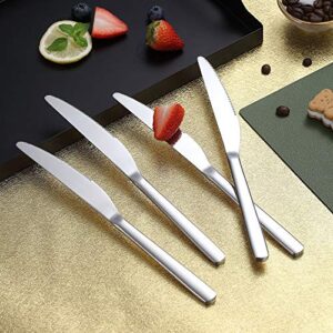 Dinner Knives 12 Pieces, Homquen Sturdy 9.25" Stainless Steel Modern Design Knife, Knifes Set With Round Edge Dishwasher Safe Easy to Clean