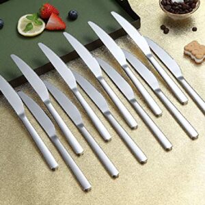 Dinner Knives 12 Pieces, Homquen Sturdy 9.25" Stainless Steel Modern Design Knife, Knifes Set With Round Edge Dishwasher Safe Easy to Clean