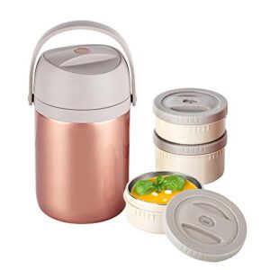 tajavl bento lunch box, 64oz thermos for hot food, 3-tier stackable insulated food jar, vacuum stainless steel leakproof soup container for school office outdoors