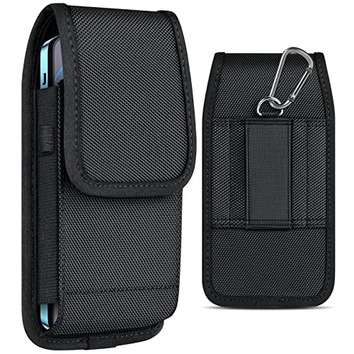 ykooe Cell Phone Pouch Nylon Holster Case with Belt Clip Cover Compatible with iPhone 12, 12 Pro, 11, 11 Pro, 13, 13 Pro, Max, XR X 6 7 8 Plus Samsung Galaxy S22 S20 S21 FE Ultra S10+ S9 A13 A01, XL