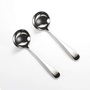 wenkoni small soup ladles,sauce ladles,gravy soup spoon ladles,2 pack 18/10 non-magnetic stainless steel 7.6" round ladles (color:silver).