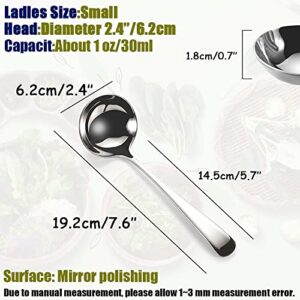 Wenkoni Small Soup Ladles,Sauce ladles,Gravy Soup Spoon Ladles,2 Pack 18/10 Non-magnetic Stainless Steel 7.6" Round Ladles (Color:Silver).