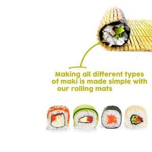 GROW YOUR PANTRY Sushi Making Kit - Make Every Type of Sushi with Rolling Mats, Maki, Onigiri, Nigiri Molds aswell as an Center Sushi Plate for the whole Family to Sit Around